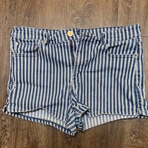 American Eagle Outfitters Navy Striped Hi-Rise Shortie